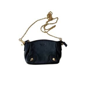 Perlina Mini Black Leather Chain Crossbody Bag